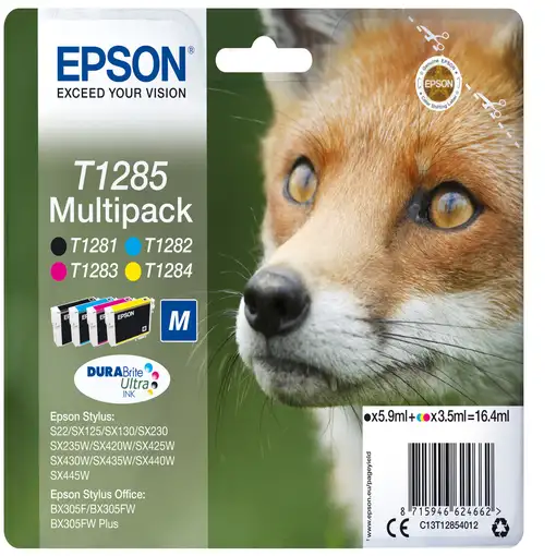 Pack de cartuchos de tinta original, 4 colores T1285 EPSON, 1 ud