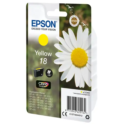 Cartucho de tinta original amarillo T1804 EPSON, 1 ud