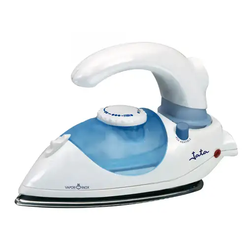 Plancha de vapor de viaje JATA PL357N. Suela de acero inoxidable. Mango abatible