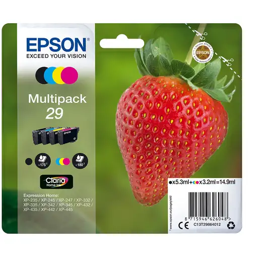 Pack de cartuchos de tinta original, 4 colores T2986 EPSON, 1 ud