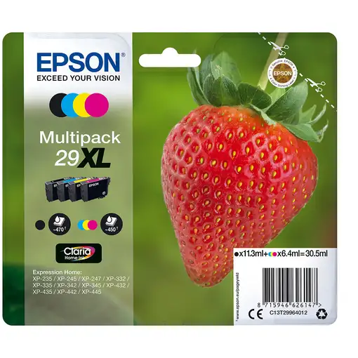 Pack cartuchos de tinta original, 4 colores T2996 XL EPSON, 1 ud