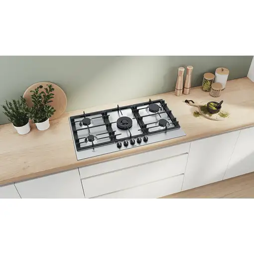 Bosch Serie 6 PCR9A5B90 hobs Acero inoxidable Integrado 90 cm Encimera de gas 5 zo