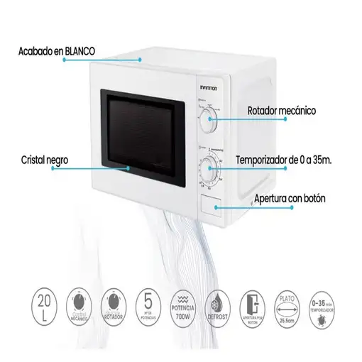 Infiniton MW-1015 Blanco Encimera 20 L 700 W