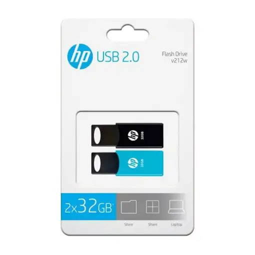 Pendrive negro/azul USB 2.0 de 32 GB V212W HP, Pack 2 uds