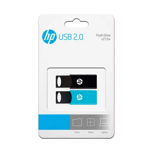 Pendrive negro/azul USB 2.0 de 64 GB V212W HP, Pack 2 uds