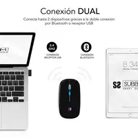 Ratón Inalámbrico Led Dual Flat Mouse  Negro