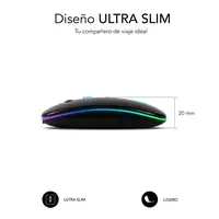 Ratón Inalámbrico Led Dual Flat Mouse  Negro