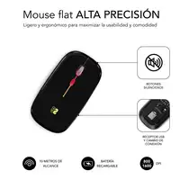Ratón Inalámbrico Led Dual Flat Mouse  Negro