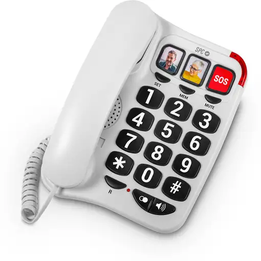 Teléfono sobremesa blanco, teclas grandes, botón SOS 3295B SPC