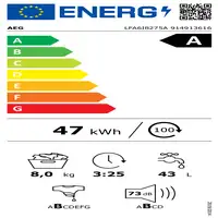 AEG LFA6I8275A lavadora Carga frontal 8 kg 1200 RPM Blanco