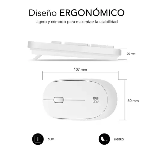 Combo Teclado y Ratón Business Slim Silencioso Inalámbrico 2.4G  Blanco