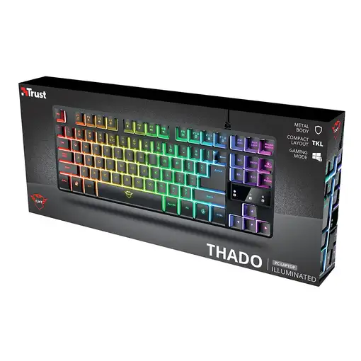 Trust GXT 833 Thado teclado Juego USB Español Negro, Plata