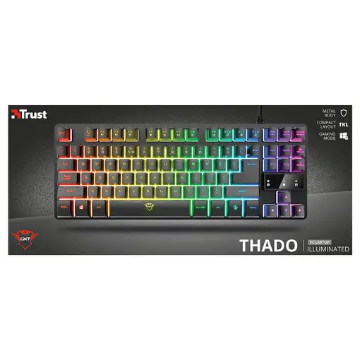 Trust GXT 833 Thado teclado Juego USB Español Negro, Plata