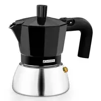 Cafetera Italiana negra Induction inox, tecnologia Bi-clad, mango termoresistente, apta para todo tipo de cocinas MONIX, 3 tazas
