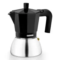 Cafetera Italiana negra Induction inox, tecnologia Bi-clad, mango termoresistente, apta para todo tipo de cocinas MONIX, 6 tazas