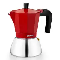 Cafetera Italiana roja Induction inox, tecnologia Bi-clad, mango termoresistente, apta para todo tipo de cocinas MONIX, 9 tazas