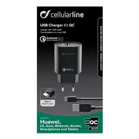Cellularline USB Charger Kit 18W - USB-C - Huawei, Xiaomi, Wiko, Asus and other sm