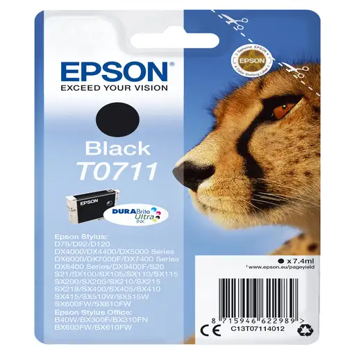 Cartucho de tinta original negro T0711 EPSON, 1 ud
