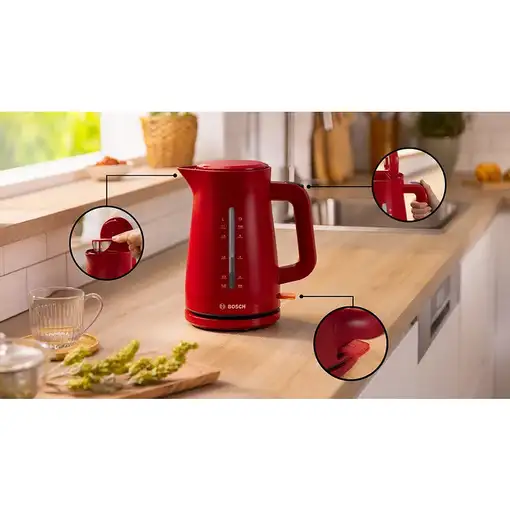 Bosch TWK3M124 tetera eléctrica 1,7 L 2400 W Rojo