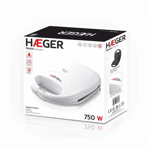Haeger SM-75G.007A sandwichera 750 W Blanco