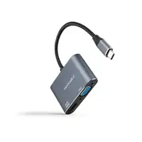 Nanocable Conversor USB-C a HDMI/VGA 15 cm, Gris