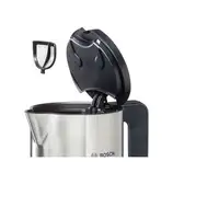 Bosch TWK8611P tetera eléctrica 1,5 L 2400 W Antracita, Acero inoxidable, Blanco