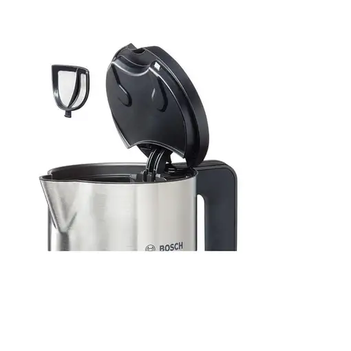 Bosch TWK8611P tetera eléctrica 1,5 L 2400 W Antracita, Acero inoxidable, Blanco
