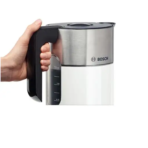 Bosch TWK8611P tetera eléctrica 1,5 L 2400 W Antracita, Acero inoxidable, Blanco