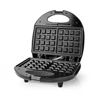 Nedis KAWP200BK gofrera 2 barquillo(s) 750 W Negro, Plata