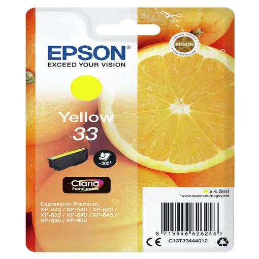 Epson Oranges Singlepack Yellow 33 Claria Premium Ink