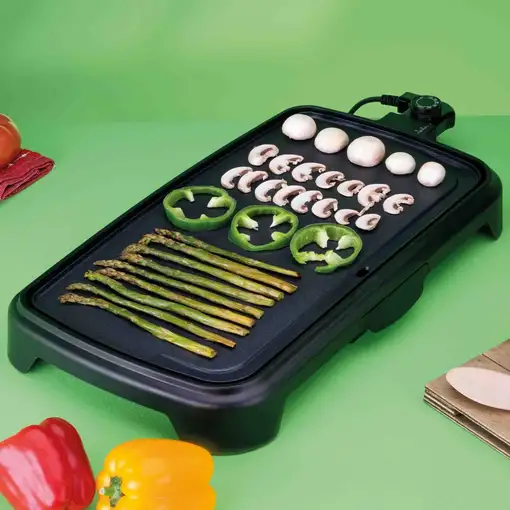 Plancha de cocina eléctrica JATA JEGR1241 de 50 x 25 cm (XL) Antiadherente. 2200 W
