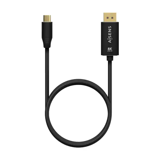 AISENS Cable Conversor Aluminio USB-C a Displayport 8K@60Hz, USB-C/M-DP/M, Negro,