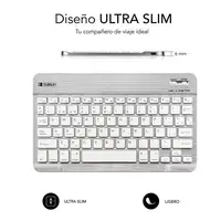 Teclado Bluetooth Smart Para Tablet O Ipad  BlancoPlata