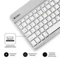 Teclado Bluetooth Smart Para Tablet O Ipad  BlancoPlata