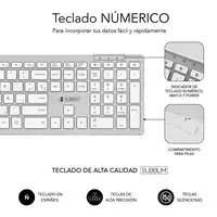 Teclado Pure Extended  Extendido Inalámbrico Bluetooth  BlancoPlata
