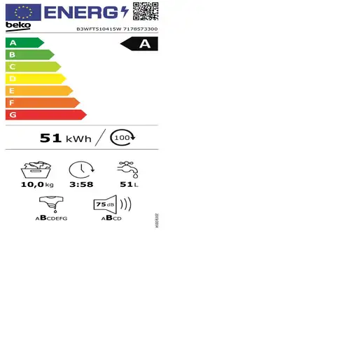 Beko B3WFT510415W lavadora Carga frontal 10 kg 1400 RPM Blanco