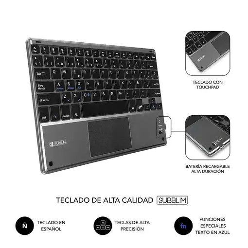 Funda Con Teclado Bluetooth Touchpad Keytab Pro Bt 9.6\ – 10.8\ Negra
