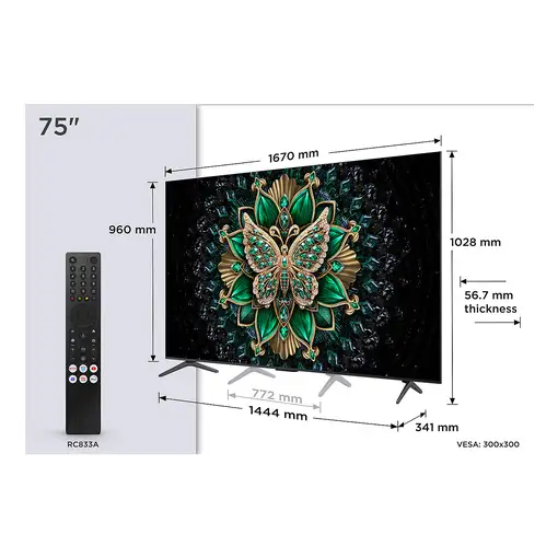 TCL C6K 75C6K Televisor 190,5 cm (75") 4K Ultra HD Smart TV Wifi Metálico