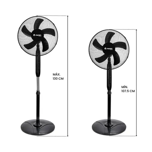 Ventilador de Pie con Mando 16\ 40cm 40W 3 Velocidades AirMax Negro Raydan Home