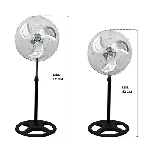 Ventilador de Pie 18\ 45cm 75W 3 Velocidades Industrial Negro O91