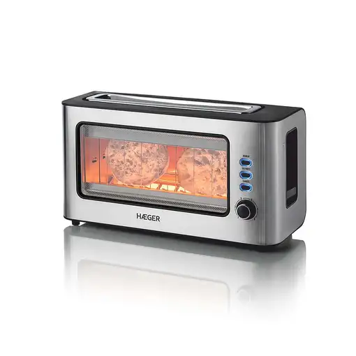 Haeger TO-100.014A tostadora 6 2 rebanada(s) 1000 W Negro, Acero inoxidable