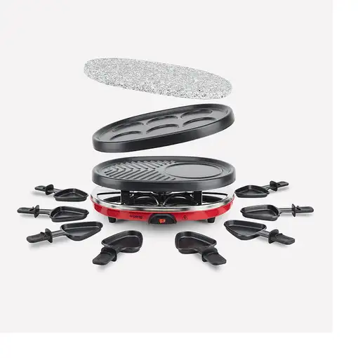H.Koenig RP412 parrilla de interior 8 personas(s) 900 W Negro, Gris, Rojo