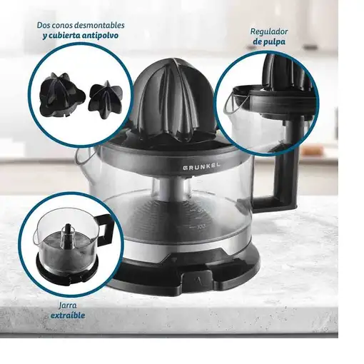 Exprimidor de cítricos XP-545NG negro, capacidad de hasta 500ml, 40W GRUNKEL