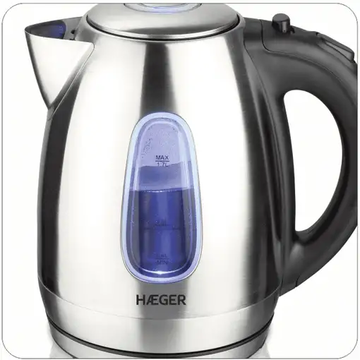 Haeger EK-22S.027A tetera eléctrica 1,7 L 2200 W Negro, Acero inoxidable