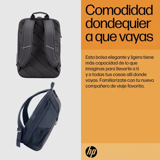 HP Mochila para portátil Travel de 15,6 pulgadas y 18 litros, color gris