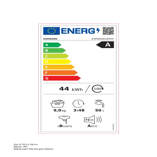 Samsung Lavadora 9kg Blanca AI Ecobubble™, Clasificación Energética A WW90DG6U85HH