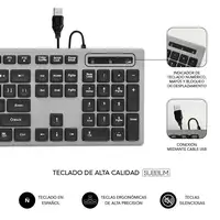 Teclado Ergonómico Y Ratón Con Cable Usb Plano Silencioso Ergo  Gris Negro