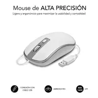 Teclado Ergonómico Y Ratón Con Cable Usb Plano Silencioso Ergo  Blanco Plata