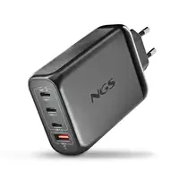 Cargador GAN de pared ultrarápido de 140W con 4 puertos: 3 USB-C 1 USB-A, NGS