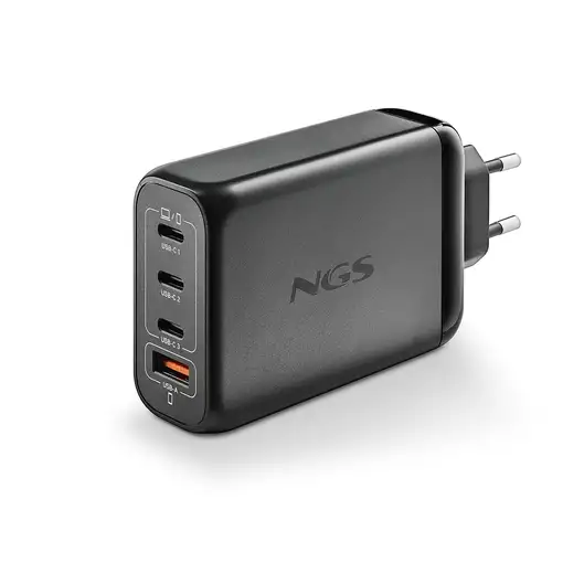 Cargador GAN de pared ultrarápido de 140W con 4 puertos: 3 USB-C 1 USB-A, NGS